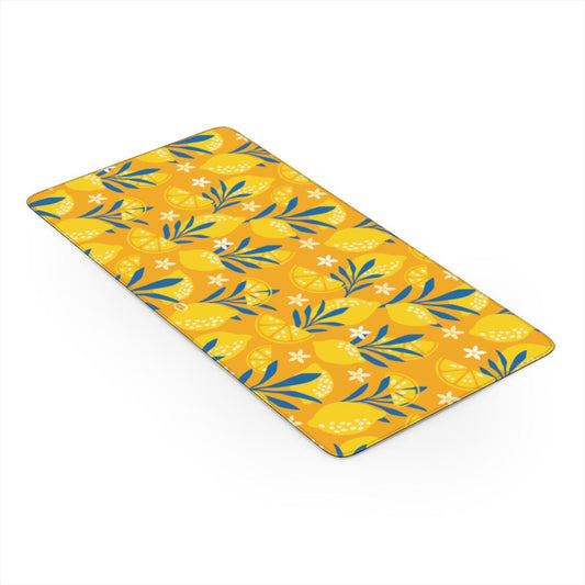 Sous-main de bureau motif citron jaune, vue trois quarts