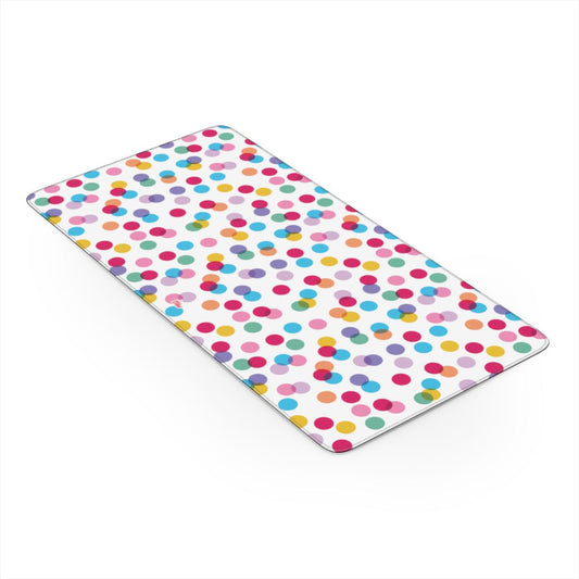 Sous-main de bureau motif confettis blanc, vue trois quarts
