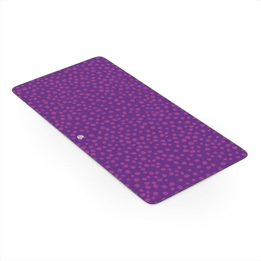 Sous-main de bureau motif dalmatien violet, vue trois quarts