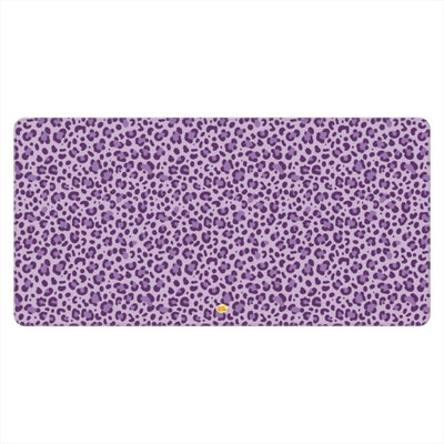 Sous-main de bureau motif léopard mauve, vue de face