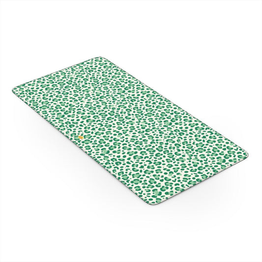 Sous-main de bureau motif léopard vert, vue trois quarts