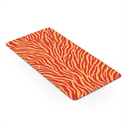 Sous-main de bureau motif zèbre orange, vue trois quarts