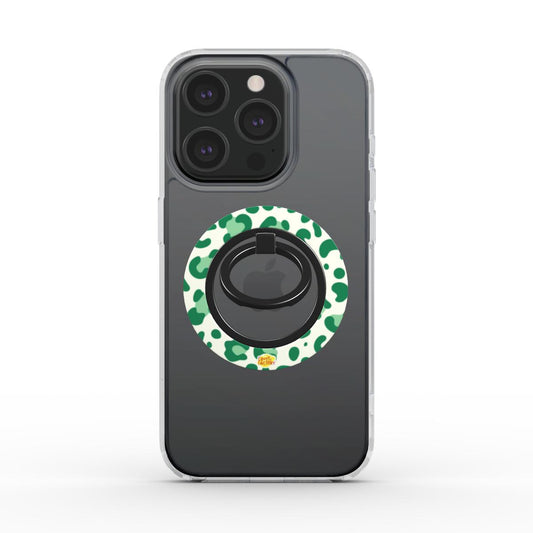 Bague de téléphone magnétique motif léopard vert, vue de face
