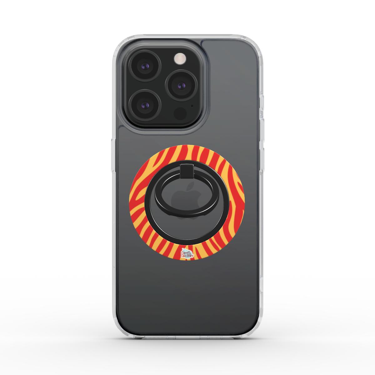 Bague de téléphone magnétique motif zèbre orange, vue de face