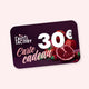 Carte cadeau Frutti Factory 30 euros, fruits en papier sur fond prune