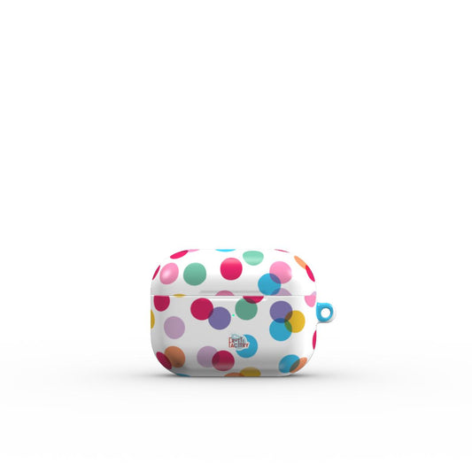 Coque AirPods motif confettis blanc, vue fermée