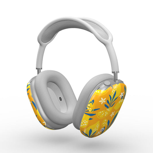 Coque AirPods Max motif citron jaune, vue trois quarts