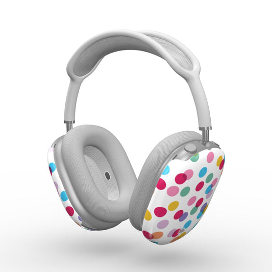 Coque AirPods Max motif confettis blanc, vue trois quarts