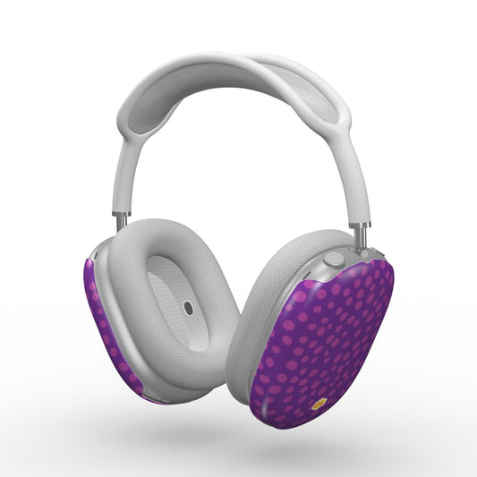 Coque AirPods Max motif dalmatien violet, vue trois quarts