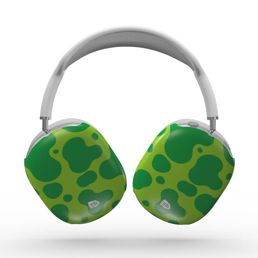 Coque AirPods Max motif dinosaure vert, vue de face