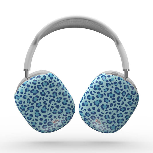 Coque AirPods Max motif léopard bleu, vue de face