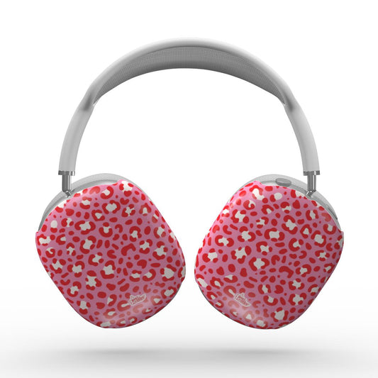 Coque AirPods Max motif léopard rose, vue de face