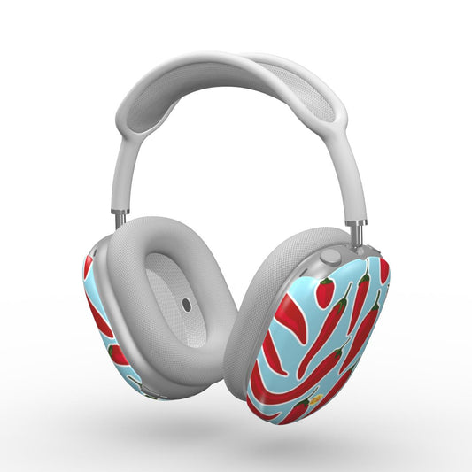 Coque AirPods Max motif piment bleu, vue trois quarts