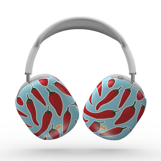 Coque AirPods Max motif piment bleu, vue de face