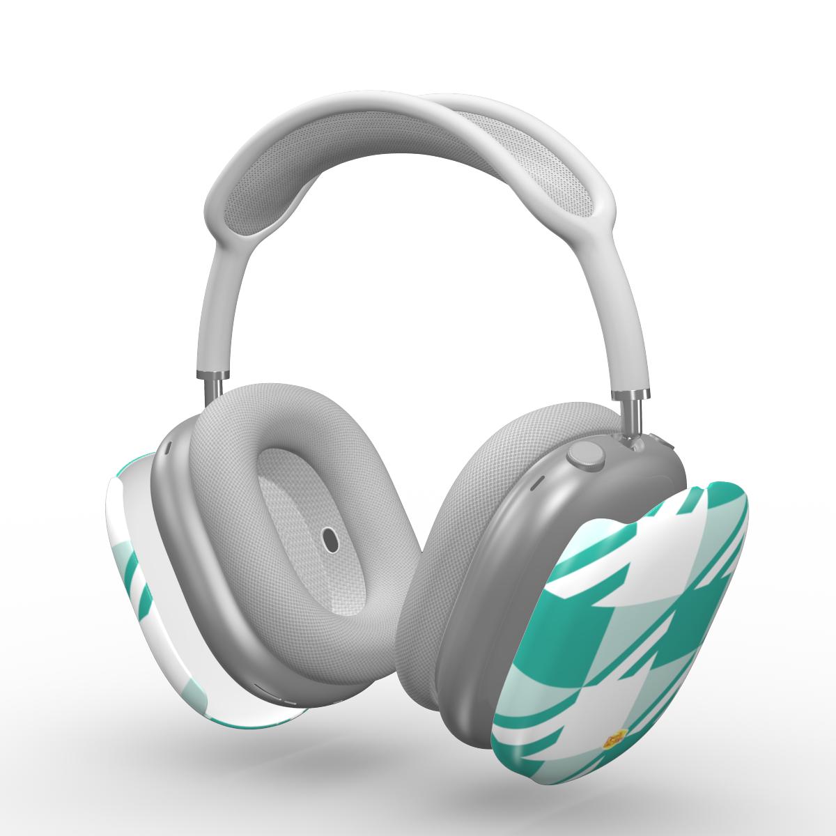 Coque AirPods Max motif néo-carreau Vichy menthe, vue éclatée