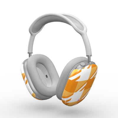 Coque AirPods Max motif néo-carreau Vichy orange, vue trois quarts