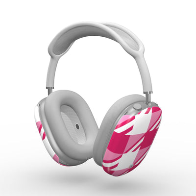 Coque AirPods Max motif néo-carreau Vichy rose, vue trois quarts