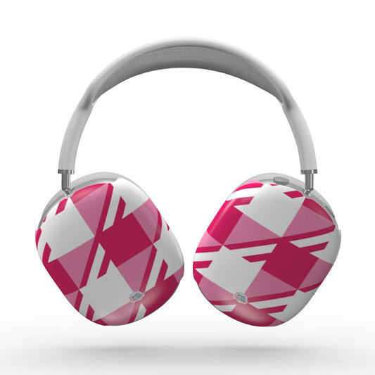 Coque AirPods Max motif néo-carreau Vichy rose, vue de face