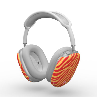 Coque AirPods Max motif zèbre orange, vue trois quarts