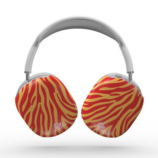 Coque AirPods Max motif zèbre orange, vue de face