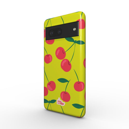 Coque antichoc Google Pixel cerise vert, vue trois quarts