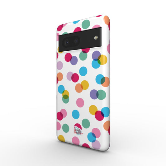 Coque antichoc Google Pixel confettis blanc, vue trois quarts