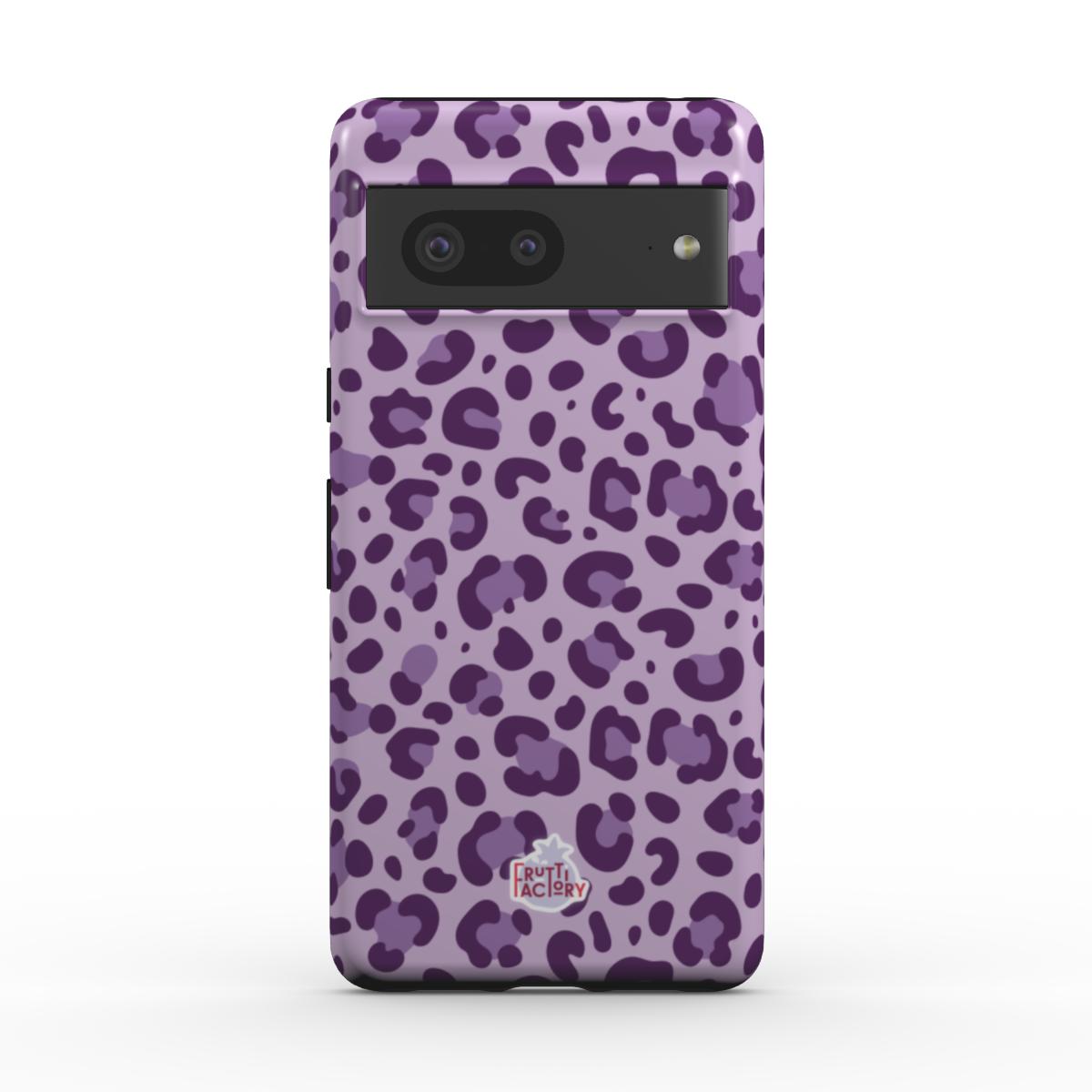 Coque antichoc Google Pixel léopard mauve, vue de face