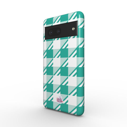 Coque antichoc Google Pixel Vichy menthe, vue trois quarts