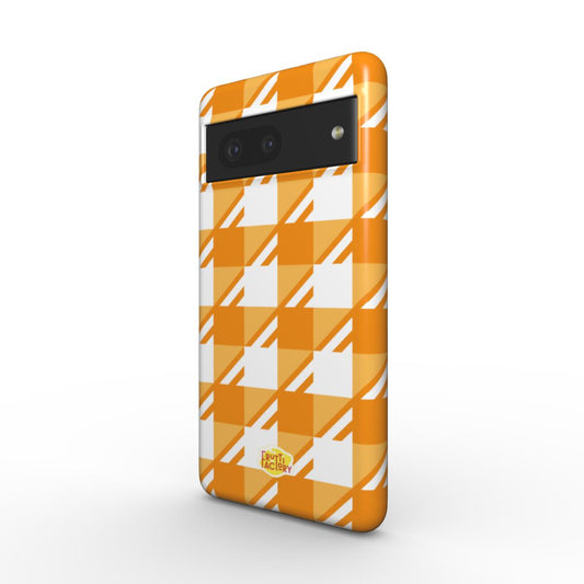 Coque antichoc Google Pixel Vichy orange, vue trois quarts