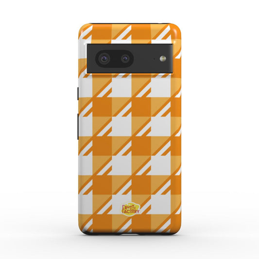 Coque antichoc Google Pixel Vichy orange, vue de face