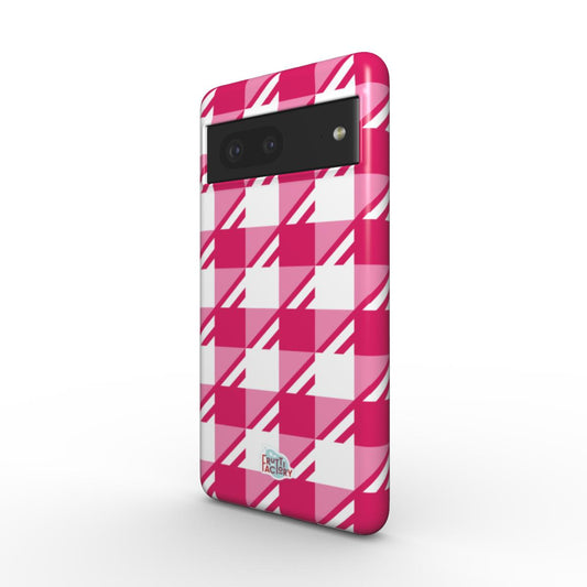 Coque antichoc Google Pixel Vichy rose, vue trois quarts