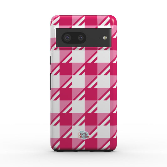 Coque antichoc Google Pixel Vichy rose, vue de face