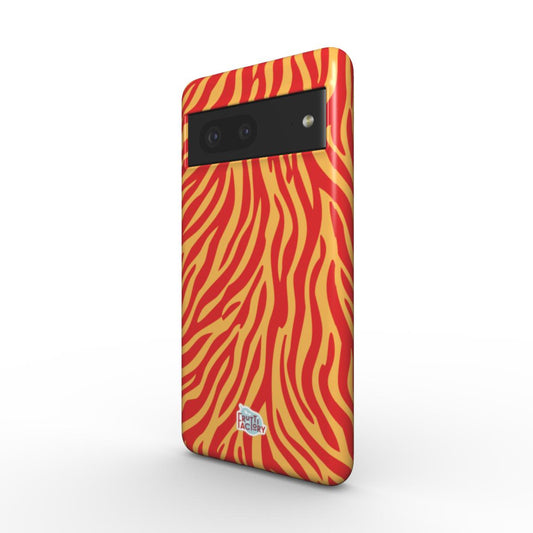 Coque antichoc Google Pixel zèbre orange, vue trois quarts