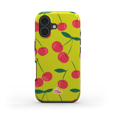 Coque antichoc iPhone cerise vert, vue de face