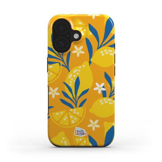 Coque antichoc iPhone citron jaune, vue de face