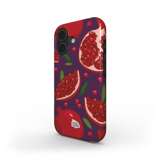 Coque antichoc iPhone grenade violet, vue trois quarts