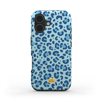 Coque antichoc iPhone léopard bleu, vue de face