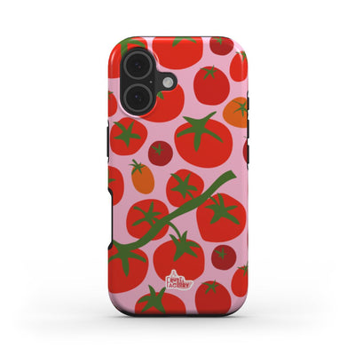 Coque antichoc iPhone tomate rose, vue de face