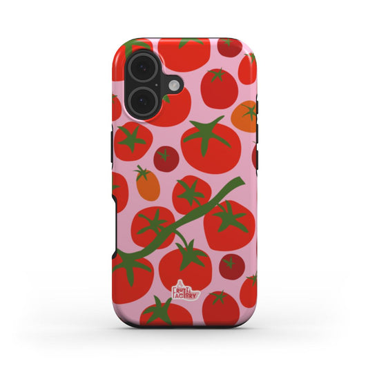 Coque antichoc iPhone tomate rose, vue de face