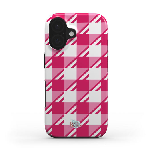 Coque antichoc iPhone Vichy rose, vue de face
