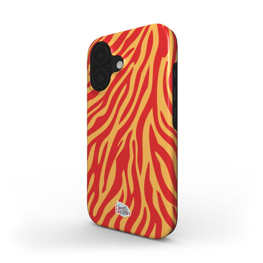 Coque antichoc iPhone zèbre orange, vue trois quarts