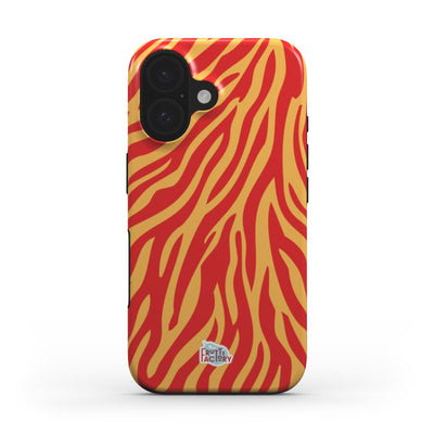 Coque antichoc iPhone zèbre orange, vue de face