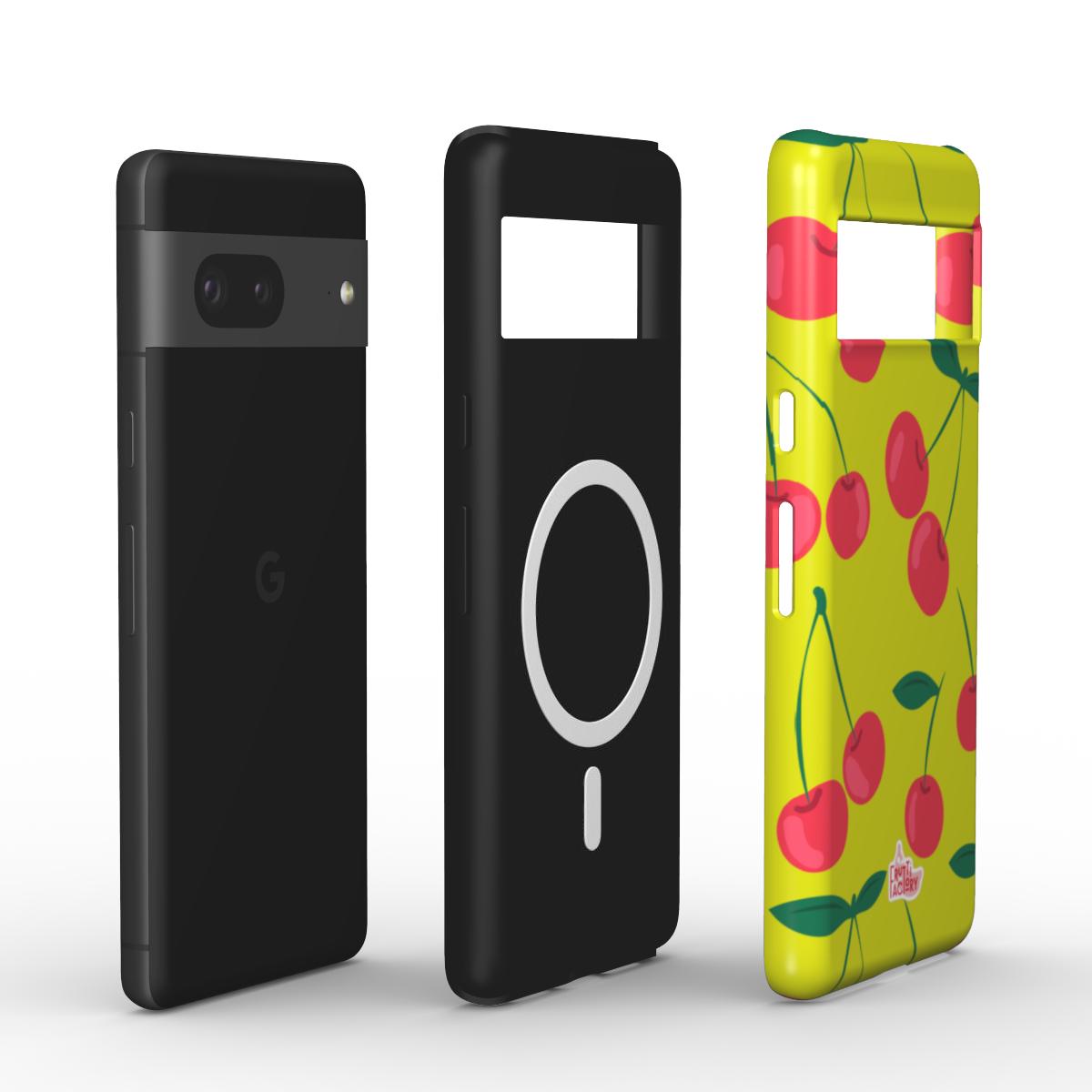 Coque antichoc magnétique Google Pixel cerise vert, vue éclatée