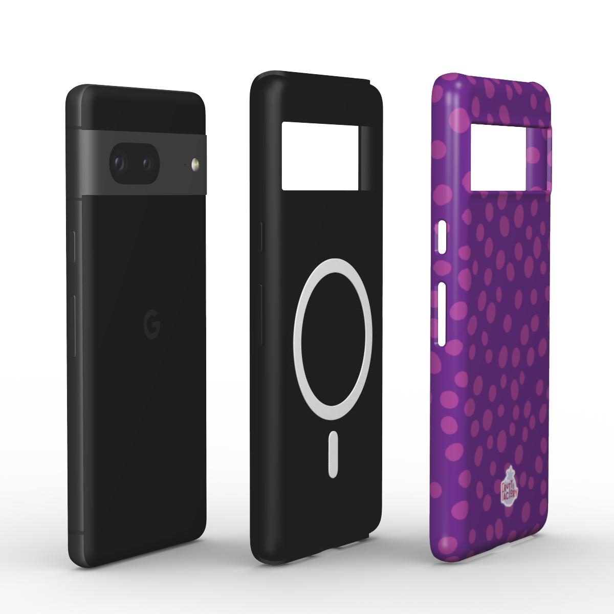 Coque antichoc magnétique Google Pixel dalmatien violet, vue éclatée