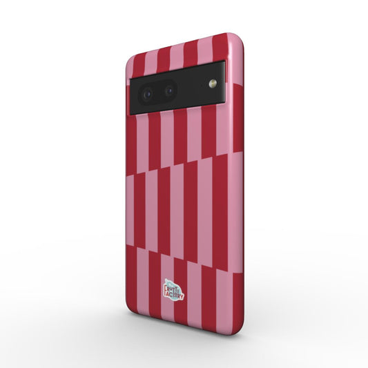 Coque antichoc magnétique Google Pixel géométrique rose, vue trois quarts