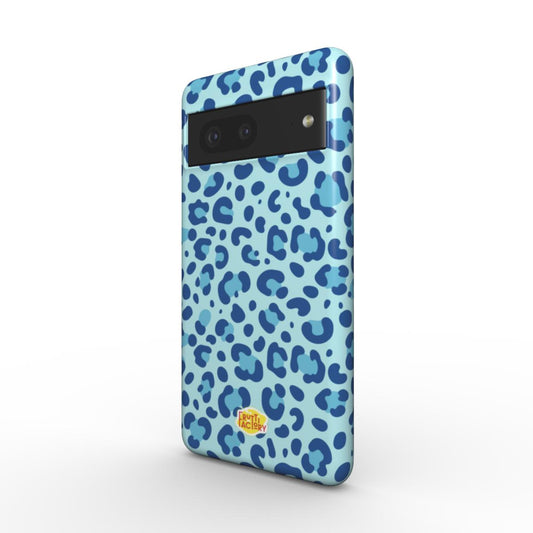 Coque antichoc magnétique Google Pixel léopard bleu, vue trois quarts