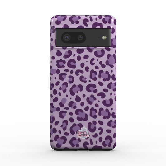 Coque antichoc magnétique Google Pixel léopard mauve, vue de face