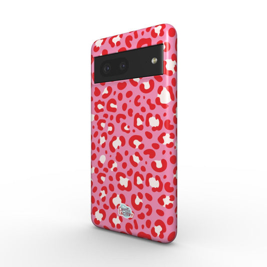 Coque antichoc magnétique Google Pixel léopard rose, vue trois quarts
