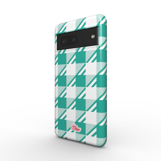 Coque antichoc magnétique Google Pixel Vichy menthe, vue trois quarts