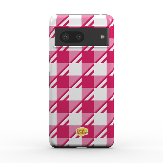 Coque antichoc magnétique Google Pixel Vichy rose, vue de face